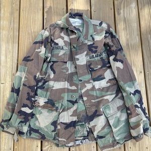 US Army Military Woodland Camouflage Jacket Shirt with Trousers -Small Regular